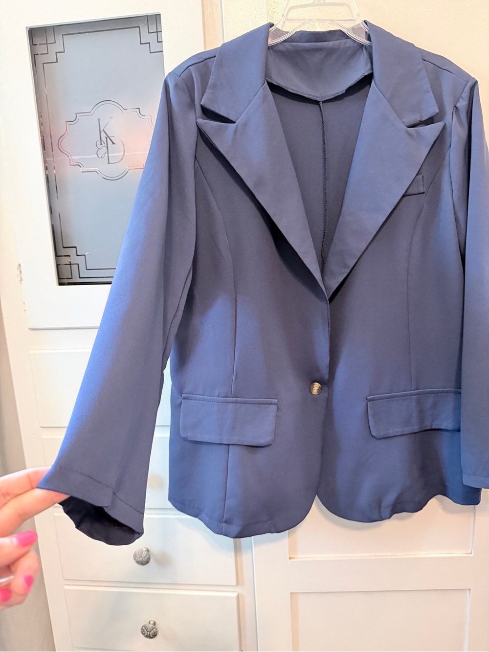 Source Unknown Blue Single-Button Notch Lapel Blazer